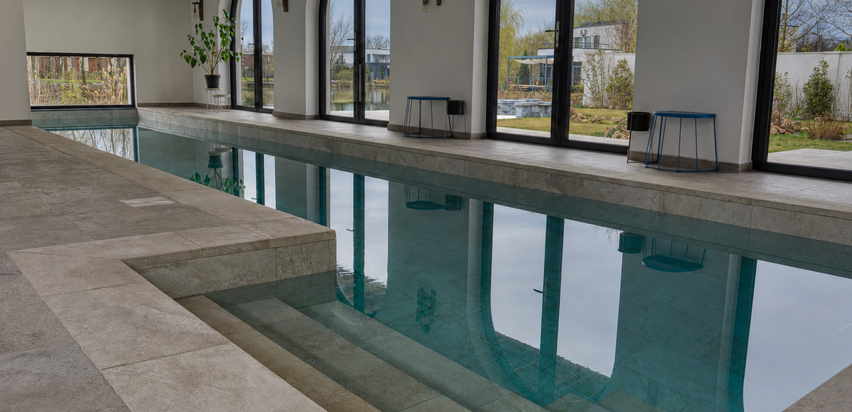 Piscină cu finisaj din gresie
