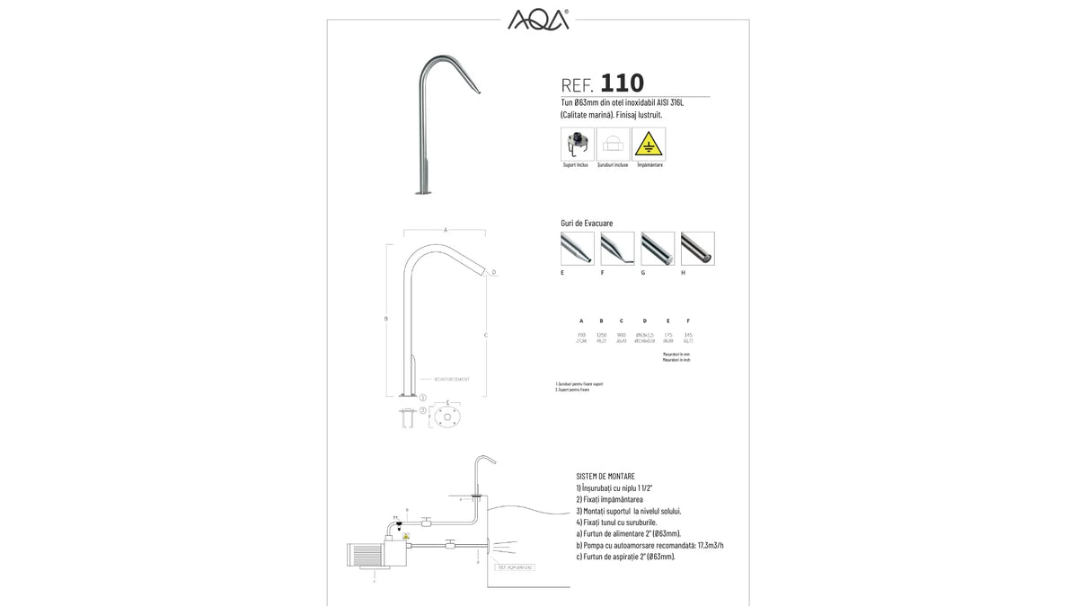 Tun 110-E D63mm inox 316L