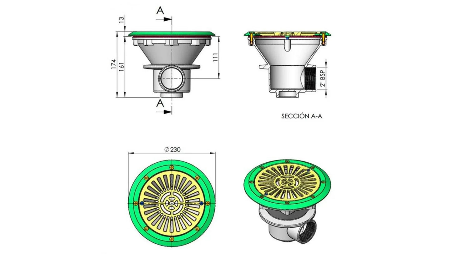 Sifon Liner D-210mm și grilaj ABS