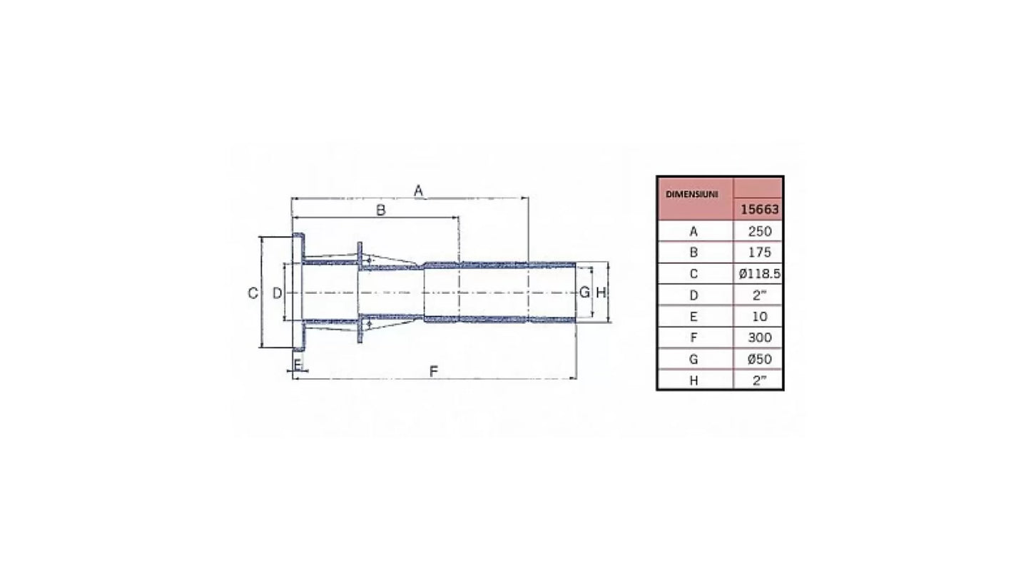 Conducta de perete pentru liner cu filet exterior 2"