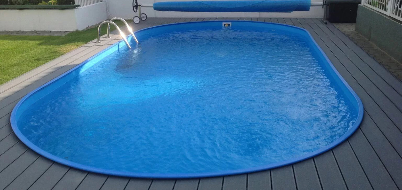 Piscină cu structură metalică și pompă de căldură