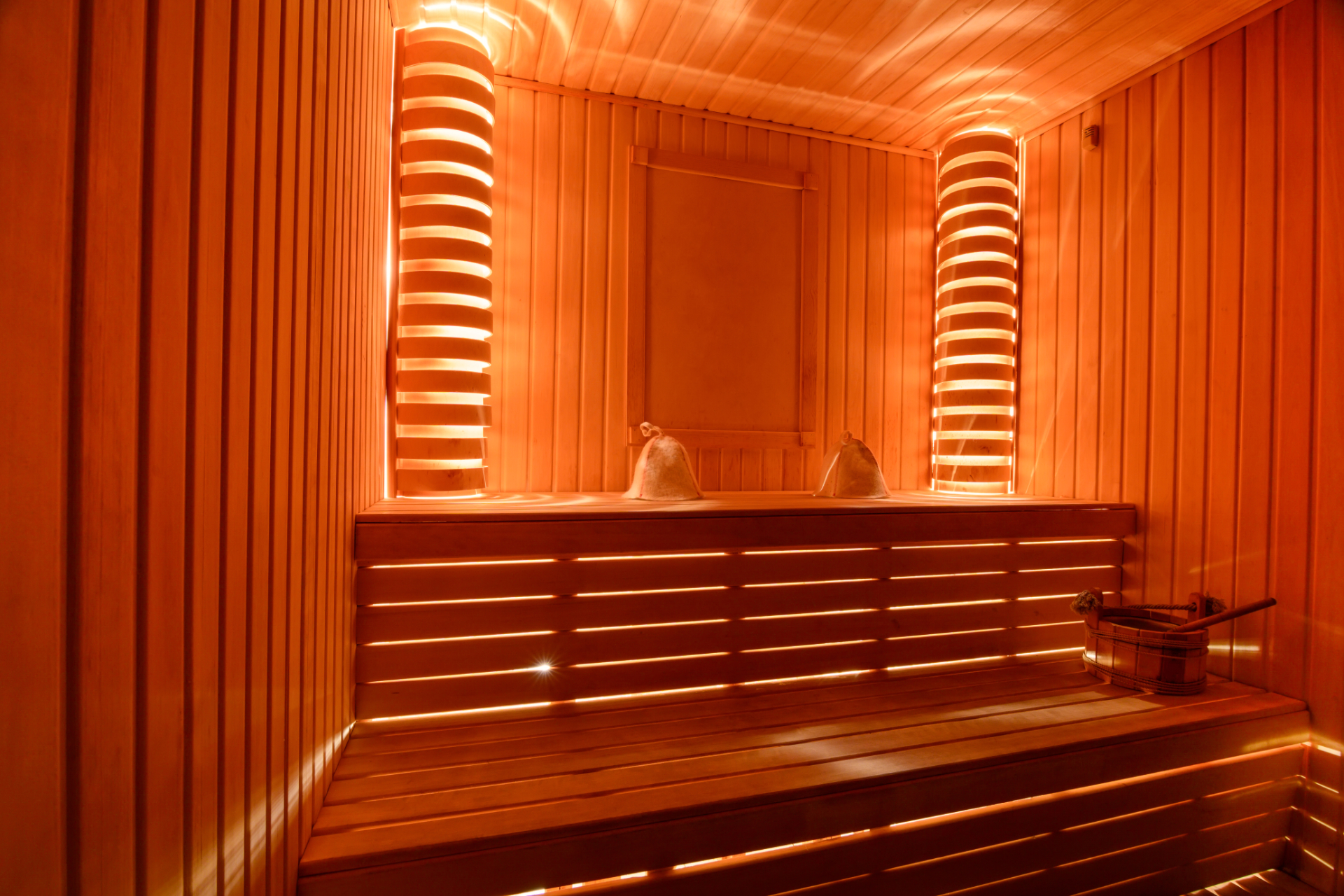 Sauna room in the wellness complex